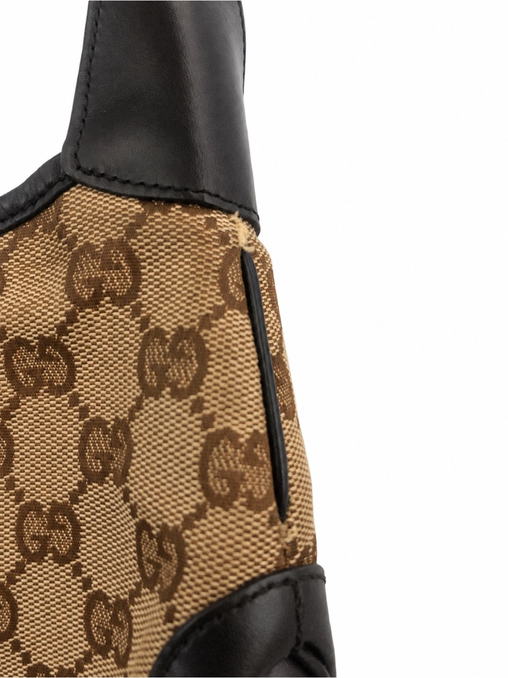 Gucci Brown GG Canvas Shoulder Bag with Black Trim and Green-Red Stripe - Picture 8 of 16